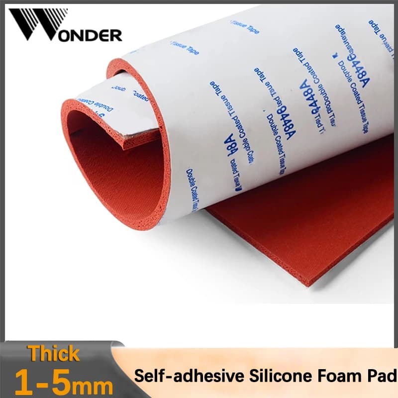Feuille de mousse de caoutchouc de Silicone auto-adhésive, tapis éponge doux rouge, tampon d'étanchéité résistant aux hautes températures,