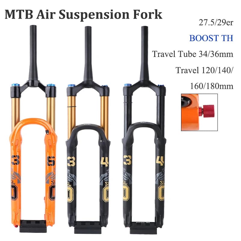 26 27.5/29 pouces vtt VTT fourche à Suspension pneumatique BOOST 110x15mm vélo amortisseur réglable voyage 120/140/160/180mm