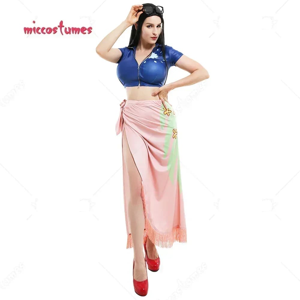 Costume de cosplay pour femme Miccostumes, haut et jupe portefeuille à motif floral, tenue de cosplay + tenues à franges