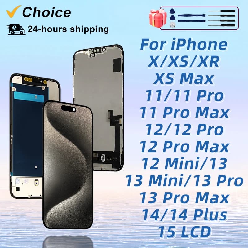 Numériseur LCD OLED pour iPhone, écrans pour iPhone 12, 12 Pro Max, 13 Mini, 14 Plus, 13 PRO MAX, 14, 15 Pro, X, Poly XS Max