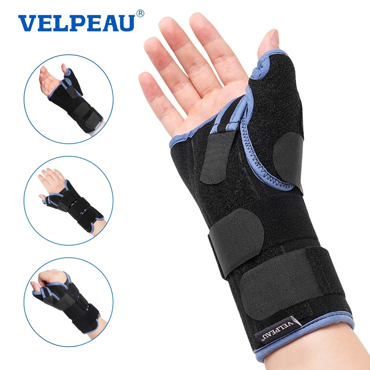 Attelle de poignet VELPEAU avec stabilisateur de pouce pour tendinite, ténosynovite et douleur de l'arthrite De Quervain, attelle d'articulation du