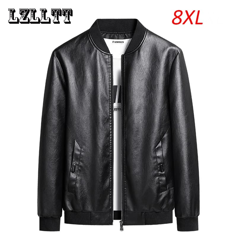 Blouson en similicuir PU homme, décontracté, Vintage, à la mode, pour moto, grande taille 8XL, printemps-automne