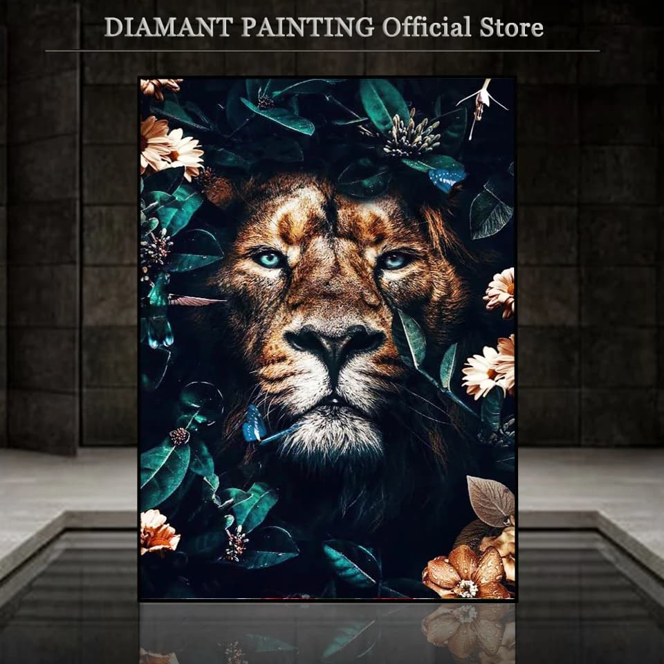 Peinture diamant thème tigre, broderie complète, perles carrées ou rondes, points de croix, fleurs, image en biscuits