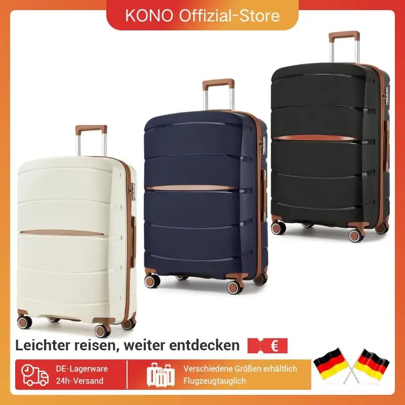 S/M/L KONO valise à main légère en polypropylène 4 roues Spinner chariot rigide et serrure TSA