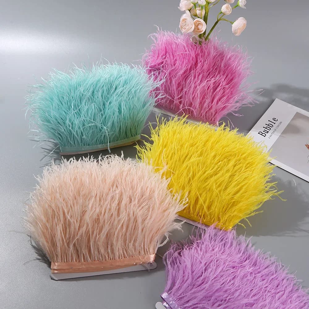 Garniture de franges de plumes d'autruche de 10 mètres pour travaux d'aiguille 8-10cm et artisanat accessoires de robe de plumes Plumes franges pour