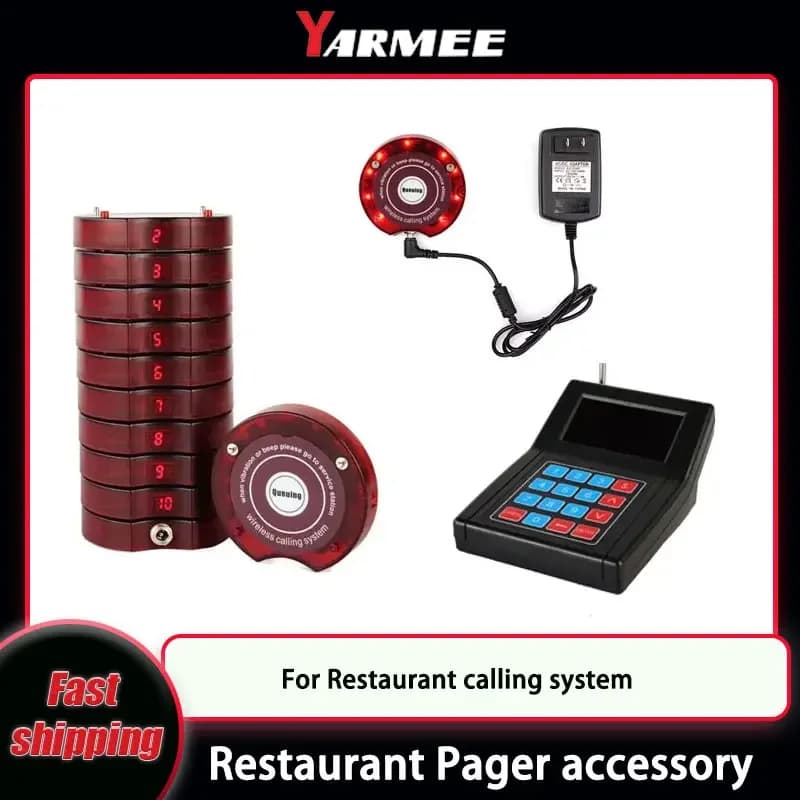 YARMEE-Système d'appel sans fil pour restaurant, base de charge, récepteur, émetteur, accessoires pour les clients, file d'attente pour la