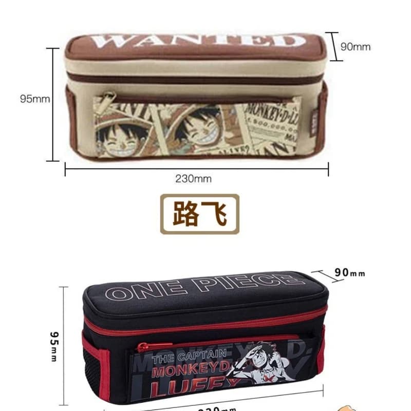 Sac à crayons One Piece Luffy, sac à crayons pour étudiants, garçons et filles, grande capacité, trousse à crayons tendance, figure d'anime,