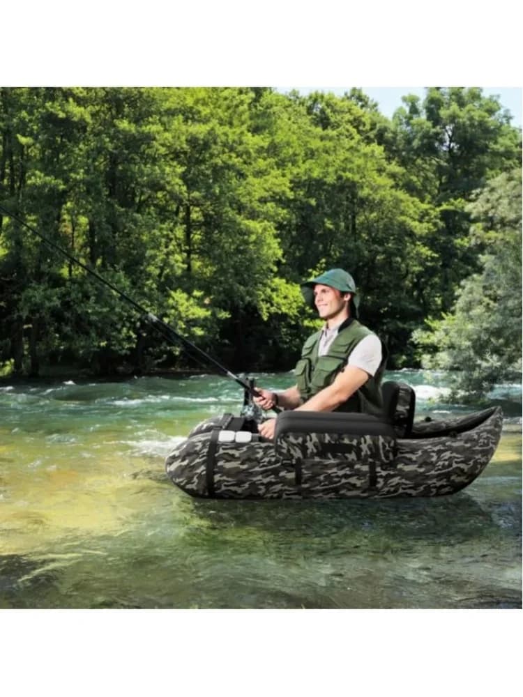 Flotteur de pêche gonflable 135 x 110 x 54 cm. Le flotteur est doté d'un revêtement en PVC de haute qualité et d'une couche extérieure en