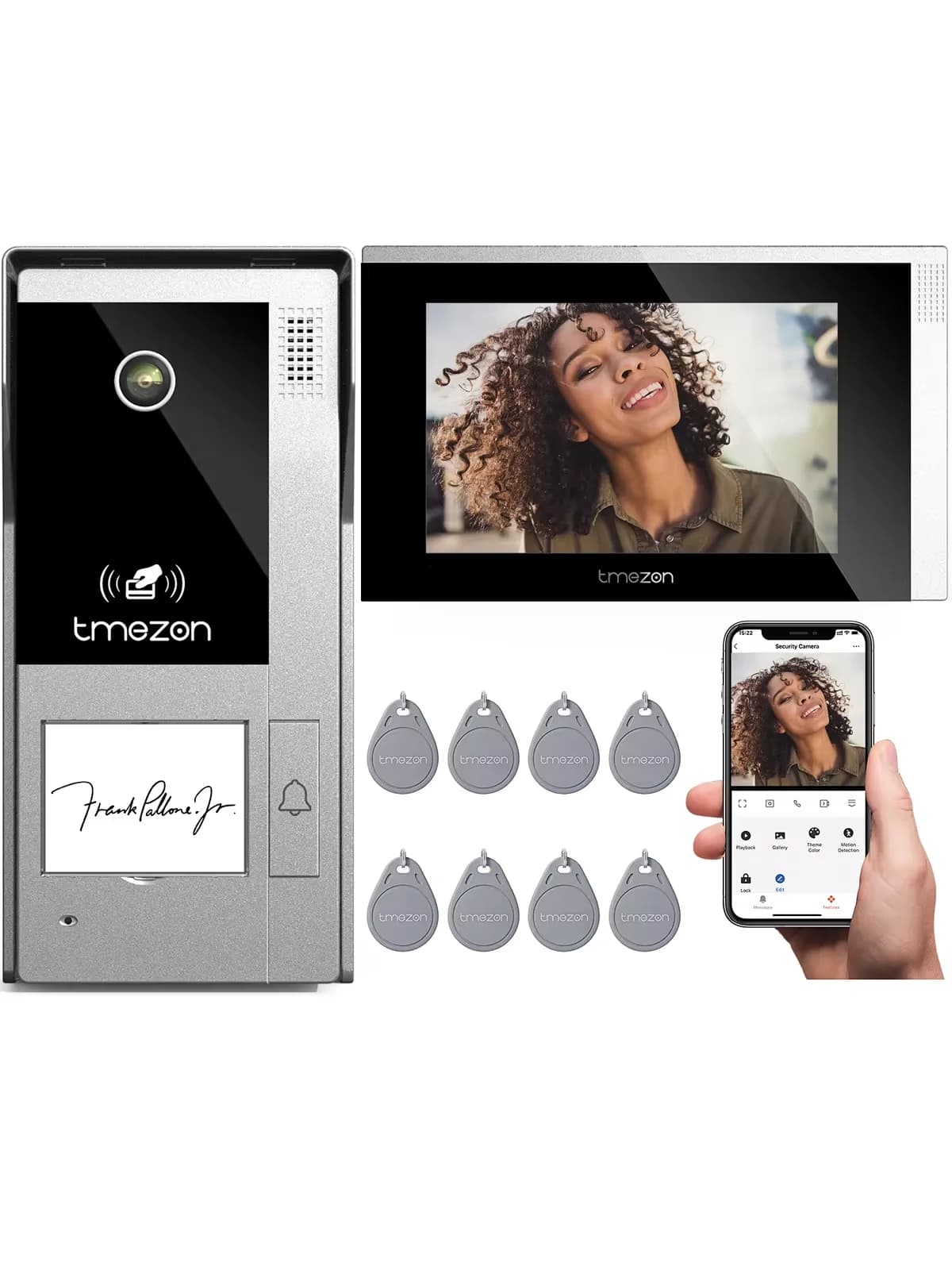 TMEZON – visiophone WiFi à 4 fils, système d'interphone avec sonnette vidéo 1080P, écran tactile IP 7 pouces, détection de mouvement,
