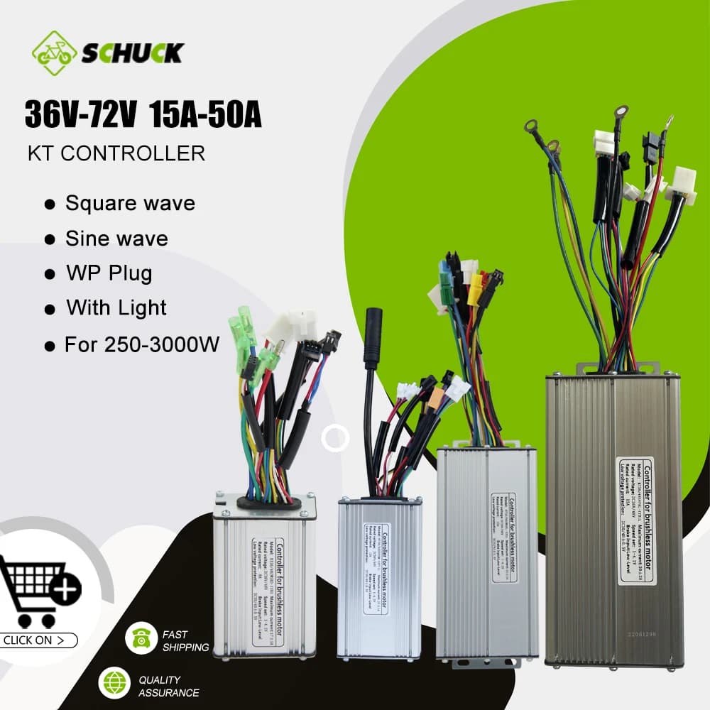 Contrôleur KT 15A 17A 22A 25A 30A 35A 50A, système de contrôle à onde sinusoïdale carrée pour vélo électrique, utilisé pour moteur 36V 48V