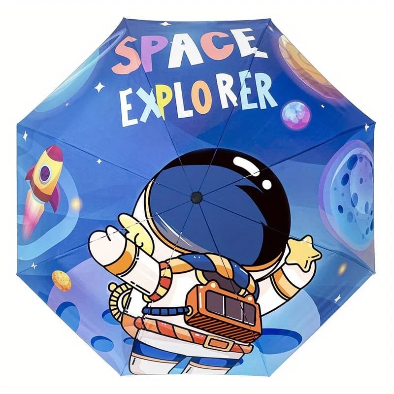 AdTosCartoon AstronsomPattern Parapluie pliant unisexe, manuel, 8 côtes, décontracté, léger, compact, sac à dos