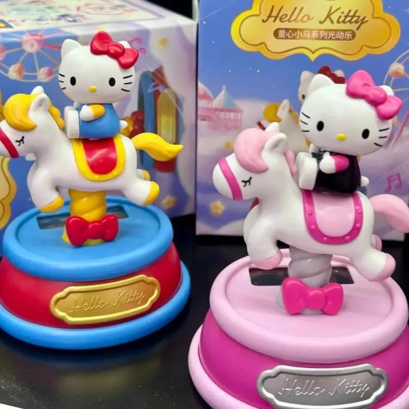 Sanrio Hello Kitty Série Little Pony pour enfants, Boîte mystère de figurines lumineuses, dynamiques, amusantes et tendance, Ornement de bureau