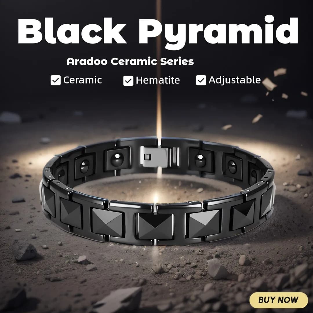 Pyramide – Bracelet énergétique en céramique noire pour Couple, Germanium, antioxydant, Anti-rayonnement, Anti-fatigue, santé