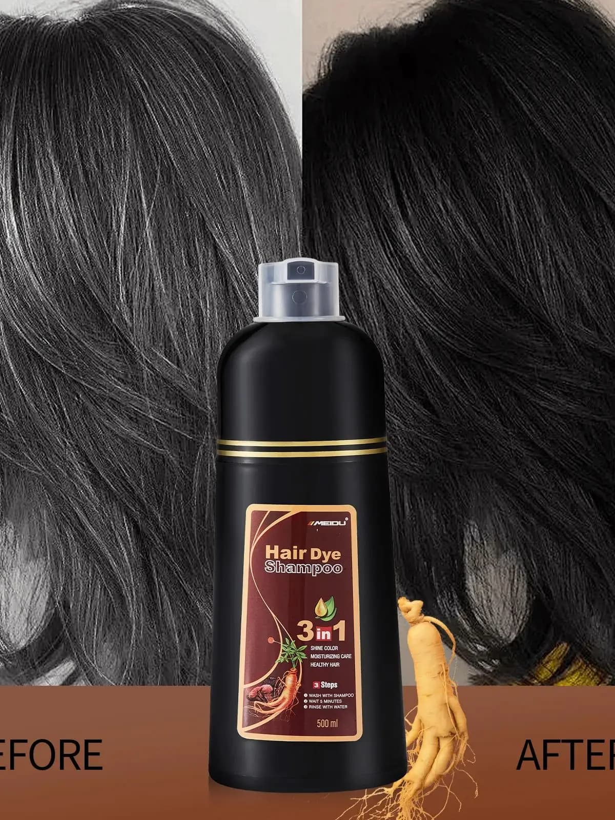 Shampoo colorant capillaire Meidu 3 en 1, facile à utiliser, hydratant et sain pour les cheveux, crée une couleur naturelle, coloration rapide pour