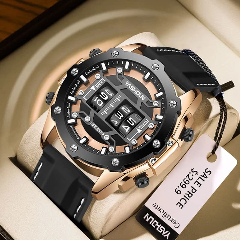 Montre numérique créative à quartz pour hommes, montre-bracelet de luxe étanche, bracelet en silicone, montre-bracelet militaire polyvalente