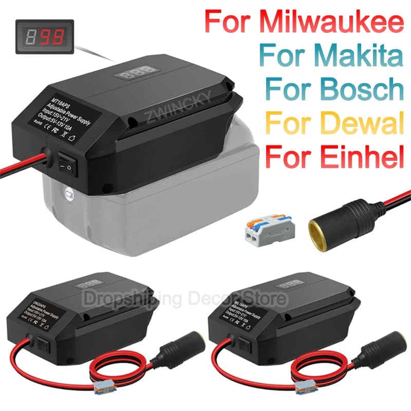 Convertisseur abaisseur de tension 18V vers 5-13V pour batteries Makita/Dewalt/Milwaukee/Bosch/Einhell 18V, adaptateur allume-cigare, régulateur de