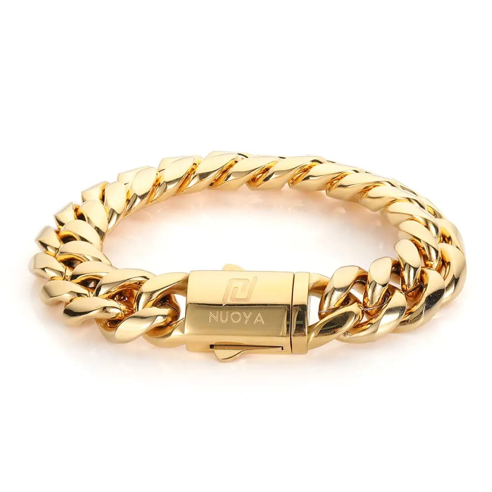 Hip Hop Rock bijoux gratuit Logo personnalisé nom Miami lien cubain Bracelet en acier inoxydable pour hommes livraison directe