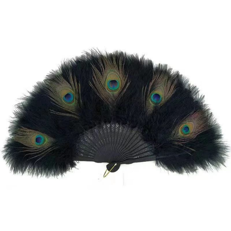 Grand éventail en plumes de paon chinois, pliable, à main, pour fête de mariage, Cosplay, danse, décoration de la maison
