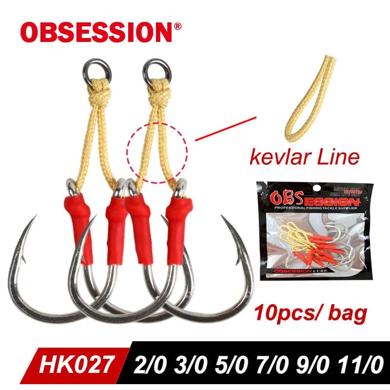 OBSESSION HK026/27 2/0-11/0 crochet d'assistance à la gabarits haute teneur en carbone Super résistance ligne en Kevlar Pesca accessoires d'eau