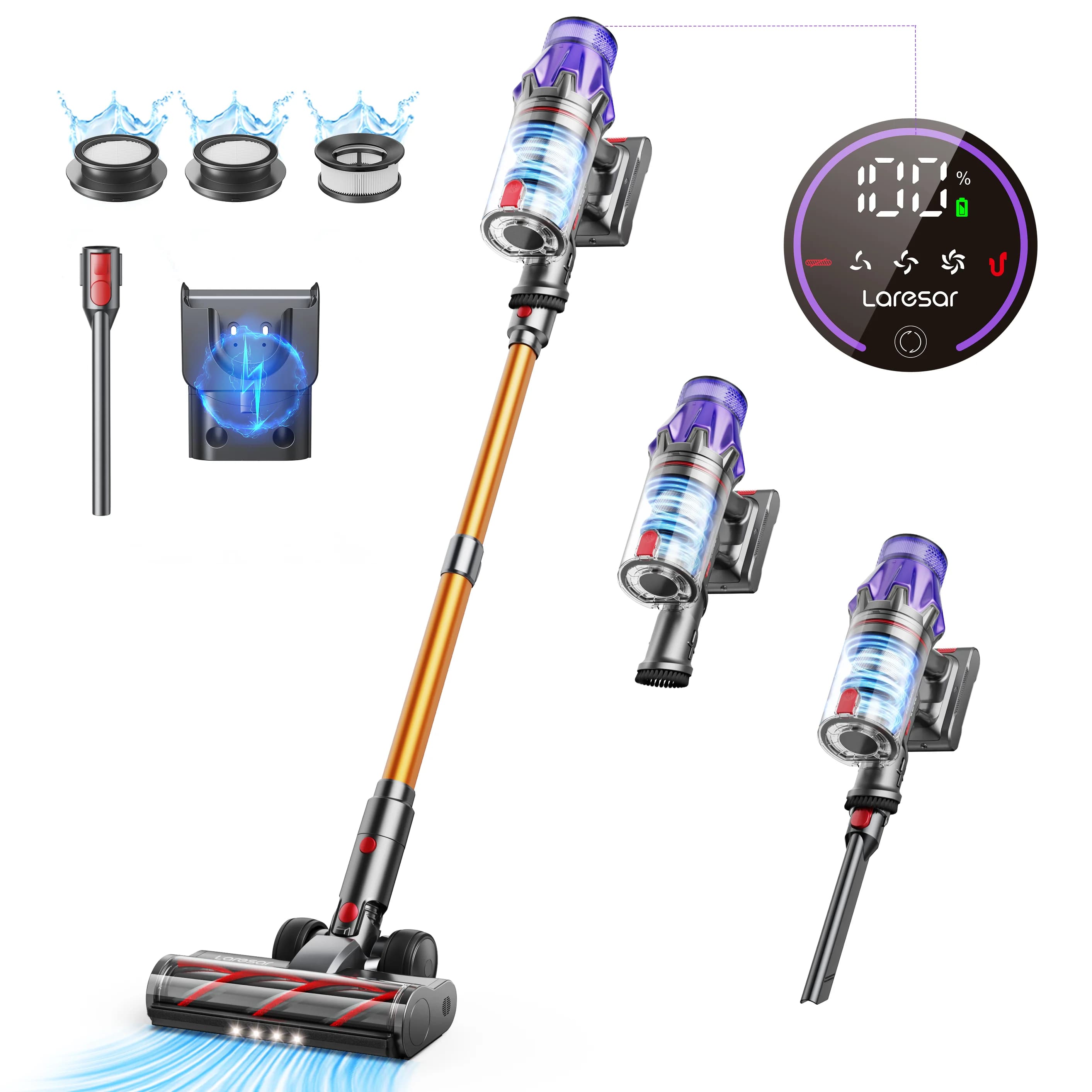 Laresar V7 500W 50000Pa batterie de décharge aspirateur appareil ménager intelligent portable batterie amovible tasse à poussière