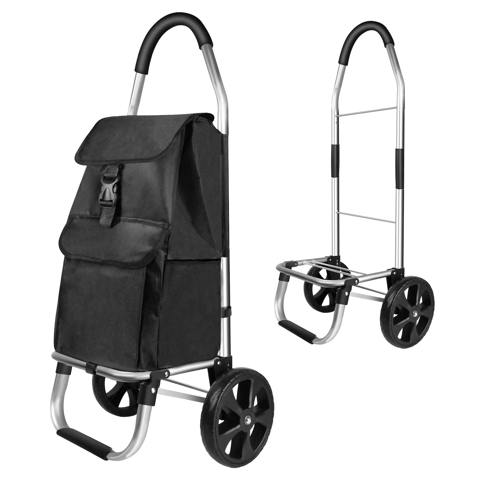 DayPlus Chariot de courses pliable, panier de courses avec sac de courses amovible, garde-boue, roues d'escalade, chariot d'épicerie, 40 L