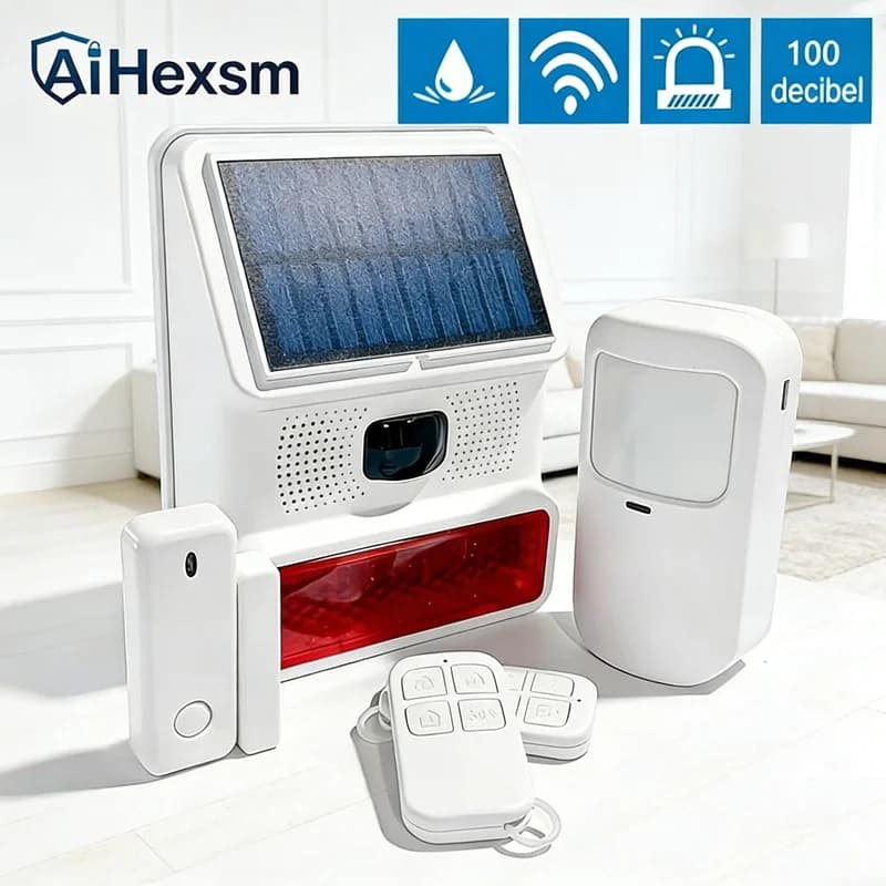 Nouveau 433MHz sans fil lumière Flash stroboscopique extérieure solaire étanche sirène pour maison anti-cambriolage PIR mouvement porte écart