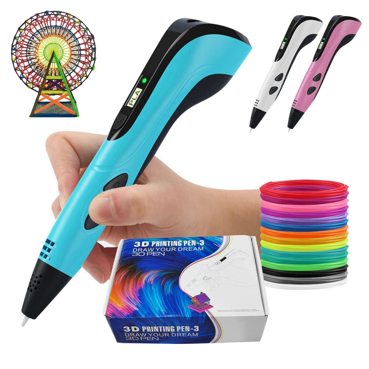 Nouveau stylo 3D pour enfants, bricolage créatif, stylos d'impression 3D, Filament PLA, Portable, cadeau d'anniversaire pour enfant avec noël