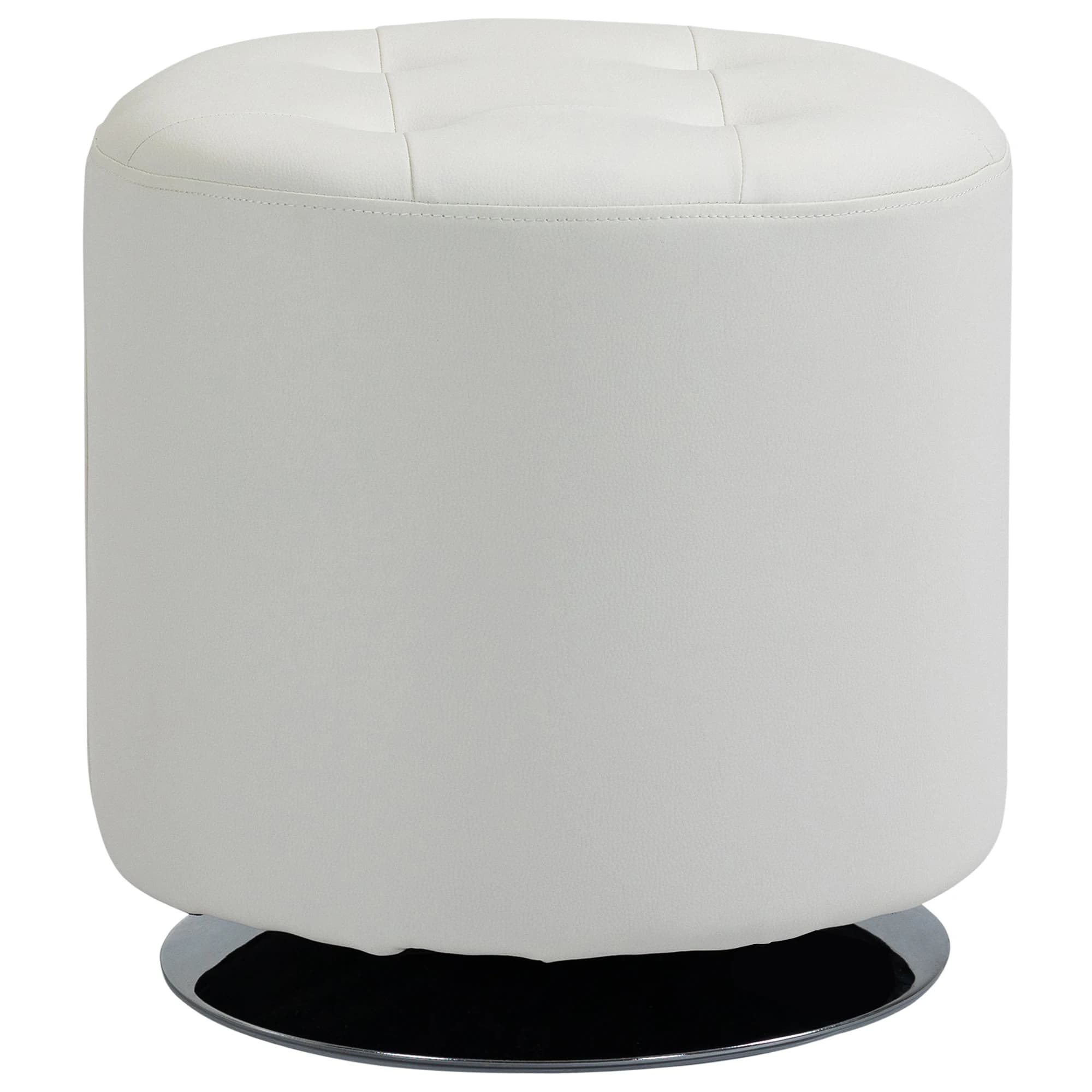 HOMCOM Repose pied salon pivotant à 360°, ottoman rond, siège rembourré en PU avec base en acier, pouf salon pour chambre à couc