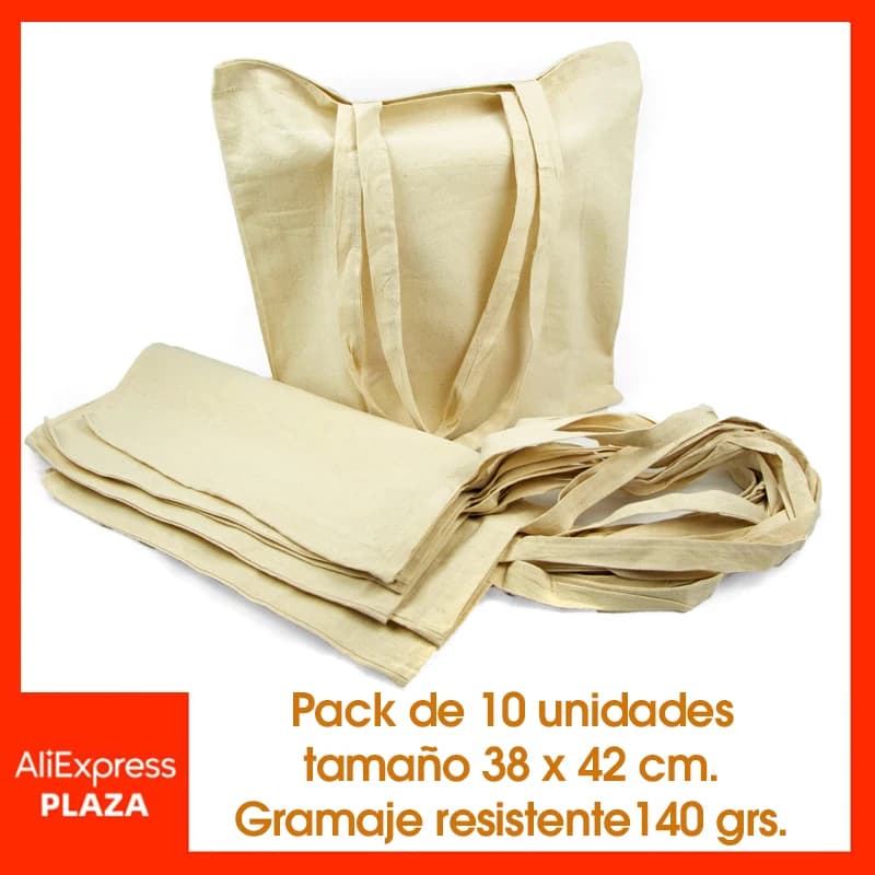 Sac en coton naturel 10-25-50-100 200X 140g réutilisable et écologique avec longue poignée pour le shopping, les cadeaux, les mariages, les