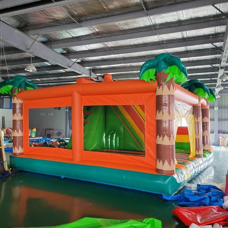 Saut gonflable avec toboggan, bateau gratuit pour le port, forêt, maison de trampoline, combo de maison de château gonflable