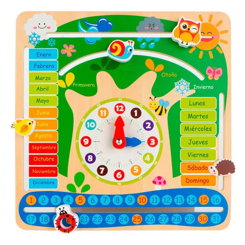 Horloge éducative calendrier en bois Woomax