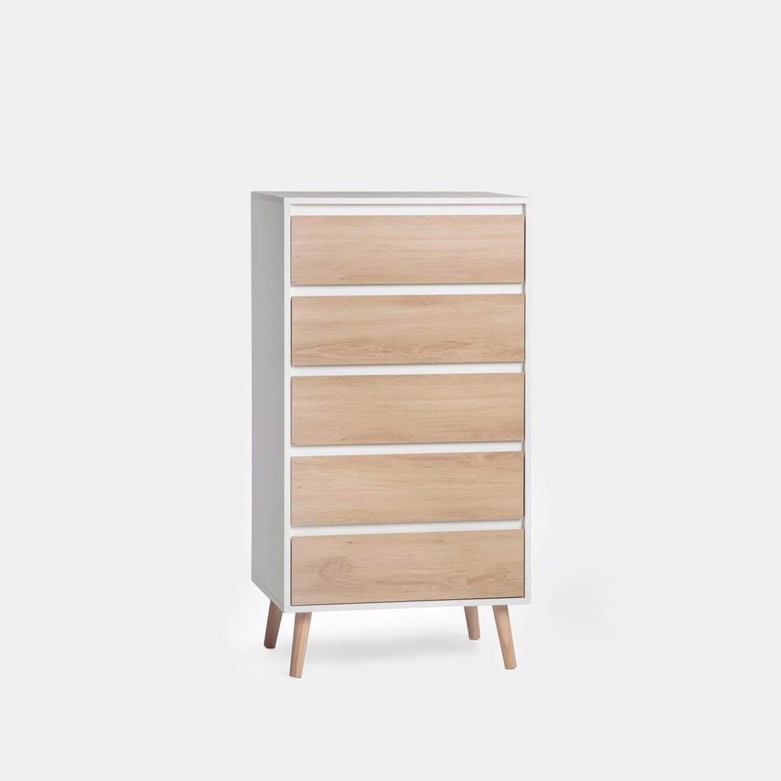 Chiffonnier en bois blanc et naturel Kemi