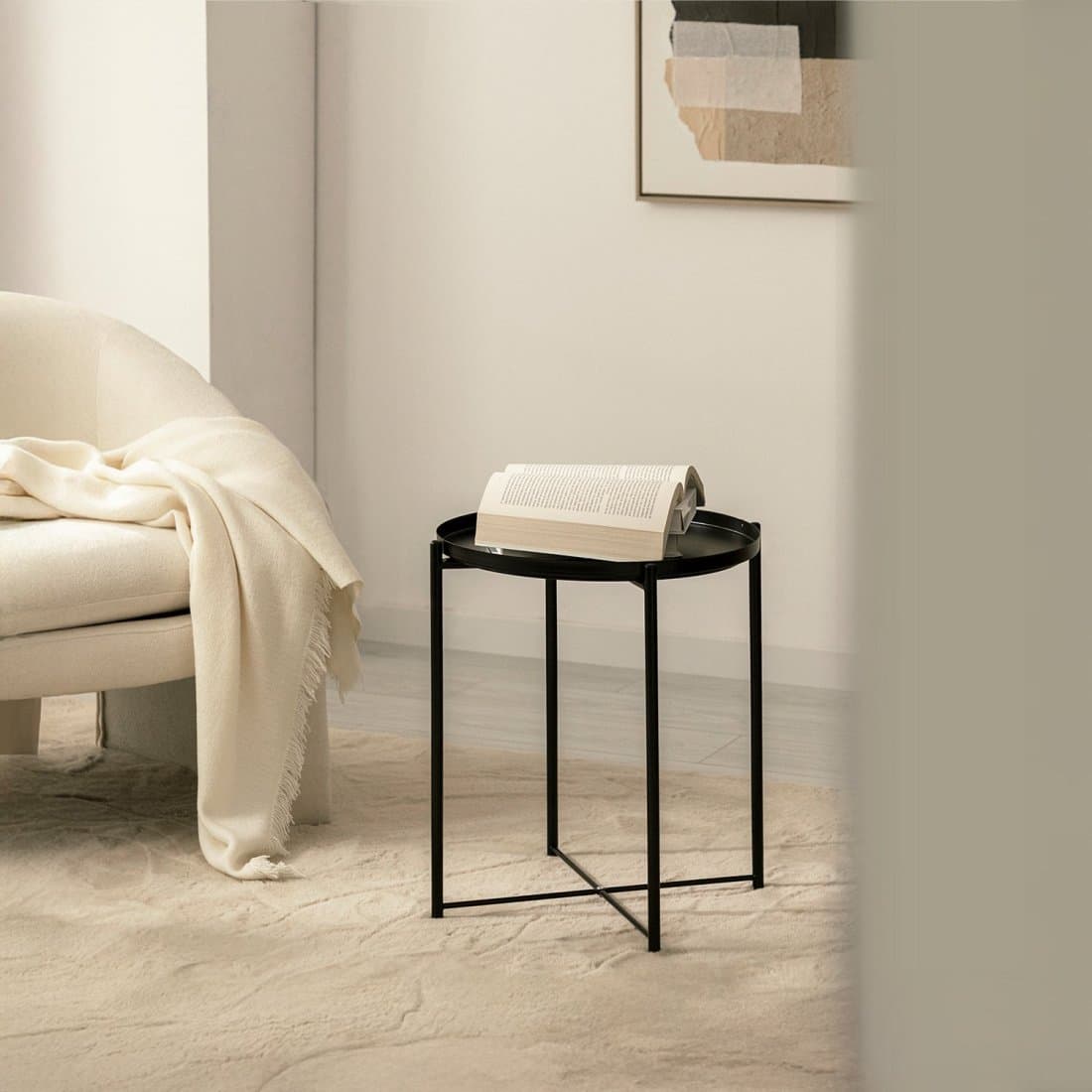 Table d'appoint en métal noir Maika