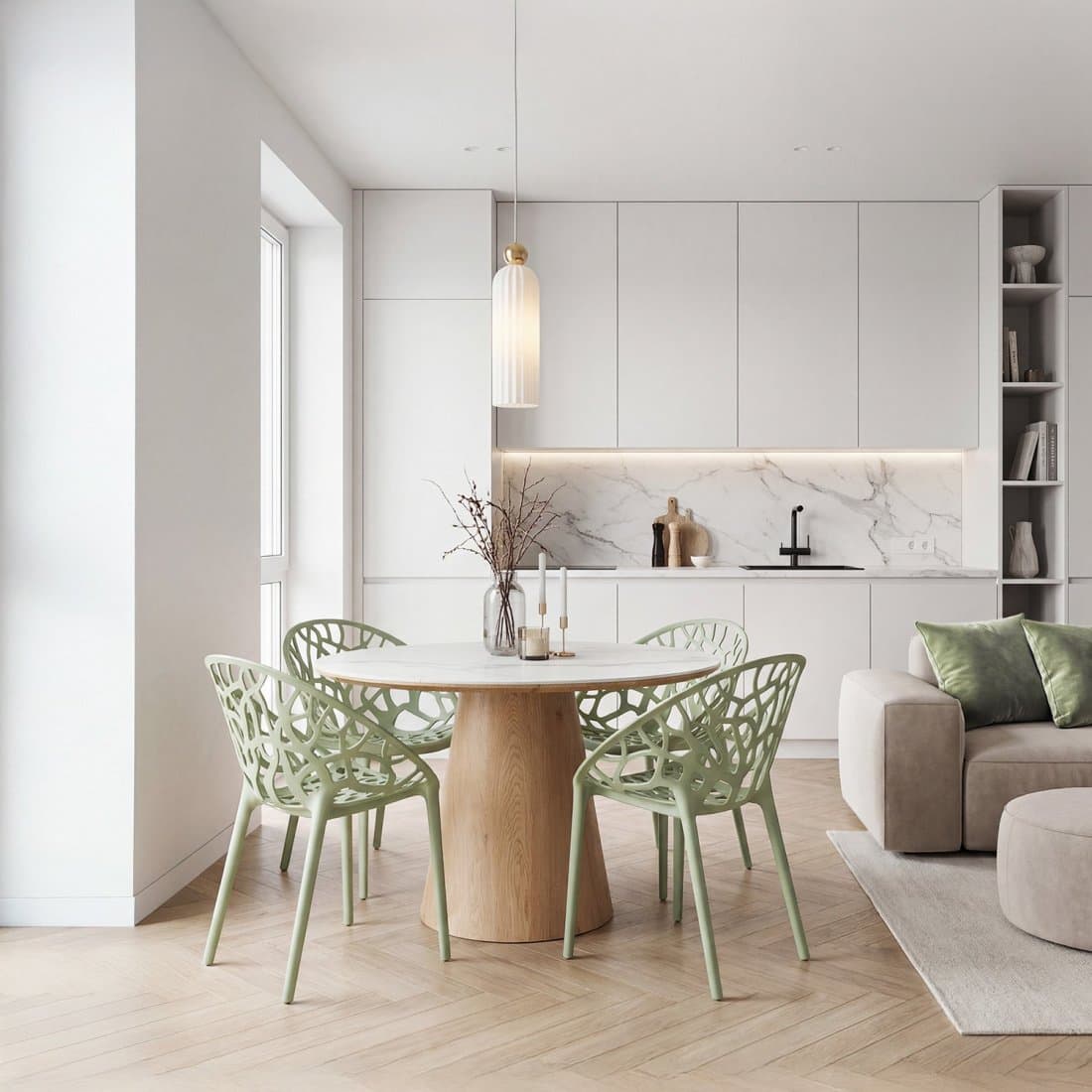 Chaise empilable en polypropylène vert Rhona