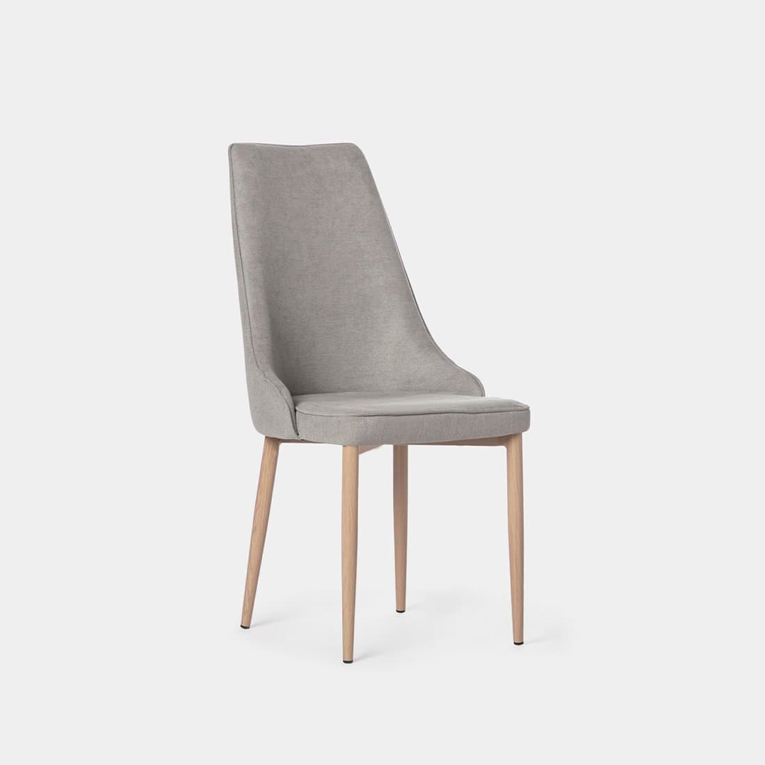 Chaise rembourrée gris avec pied naturel Agnes