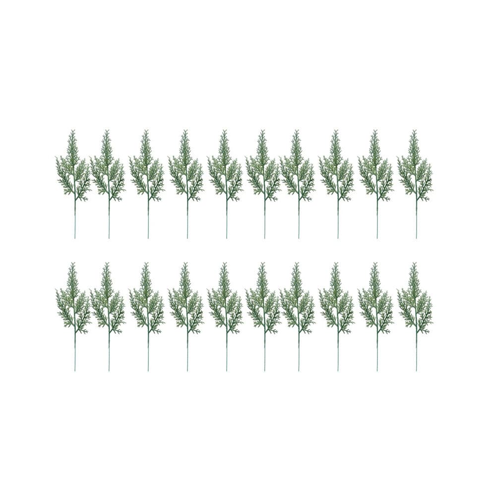 Lot de 20 feuilles de cyprès artificielles vertes, aiguilles de pin, branches, décoration de Noël, mariage, maison, bureau, hôtel