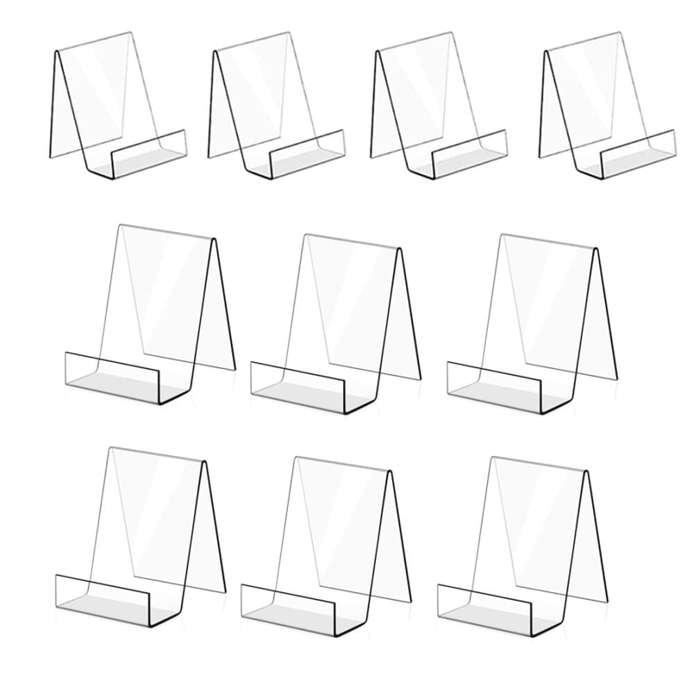 Lot de 10 supports de livres en acrylique transparent pour afficher des albums photos, des livres (6 grands + 4 petits)