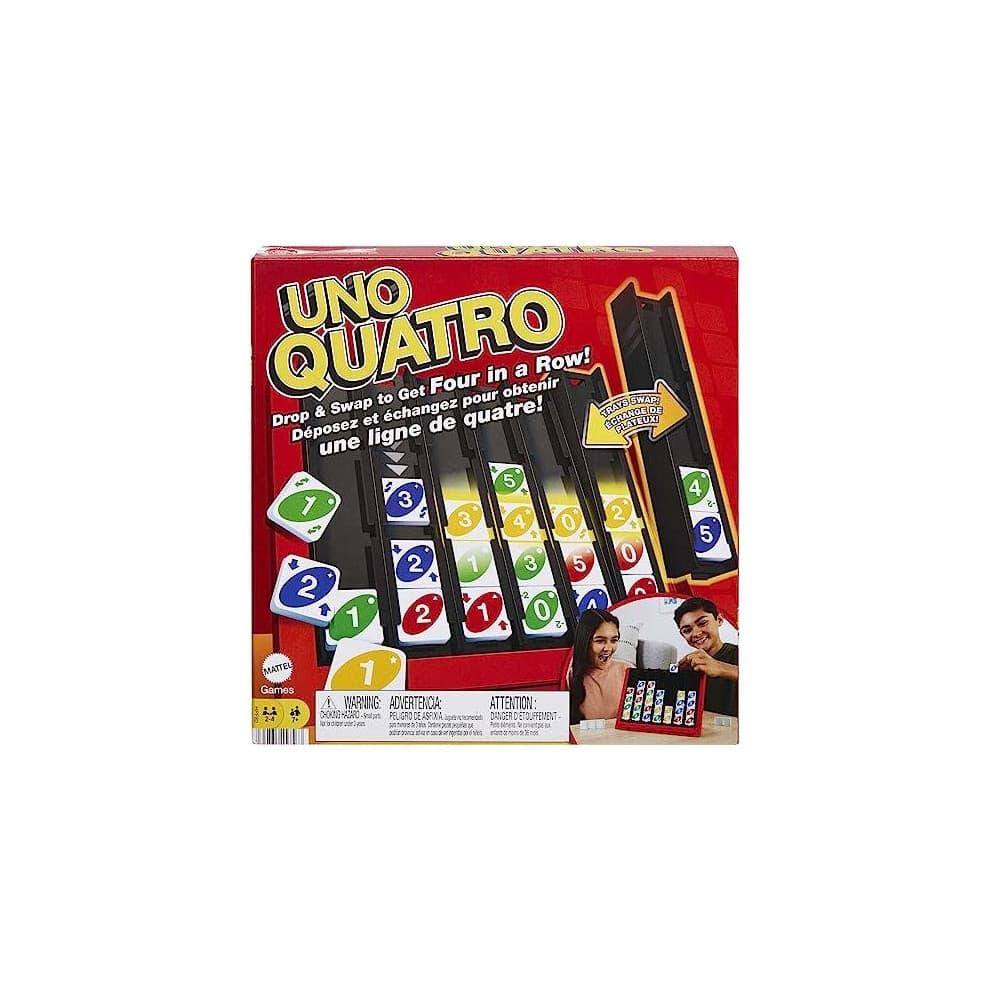 Jeu UNO Quatro de Mattel Games avec tuiles color  es et grille de jeu en plastique pour famille adulte et soir  e de jeu 2    4 joueurs 7 ans et plus
