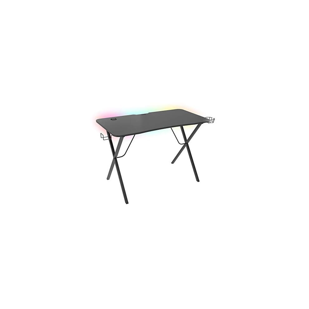 Table de jeu - GENESIS - Holm 200 RGB - Plateau en carbone - Rétroéclairage LED - Noir