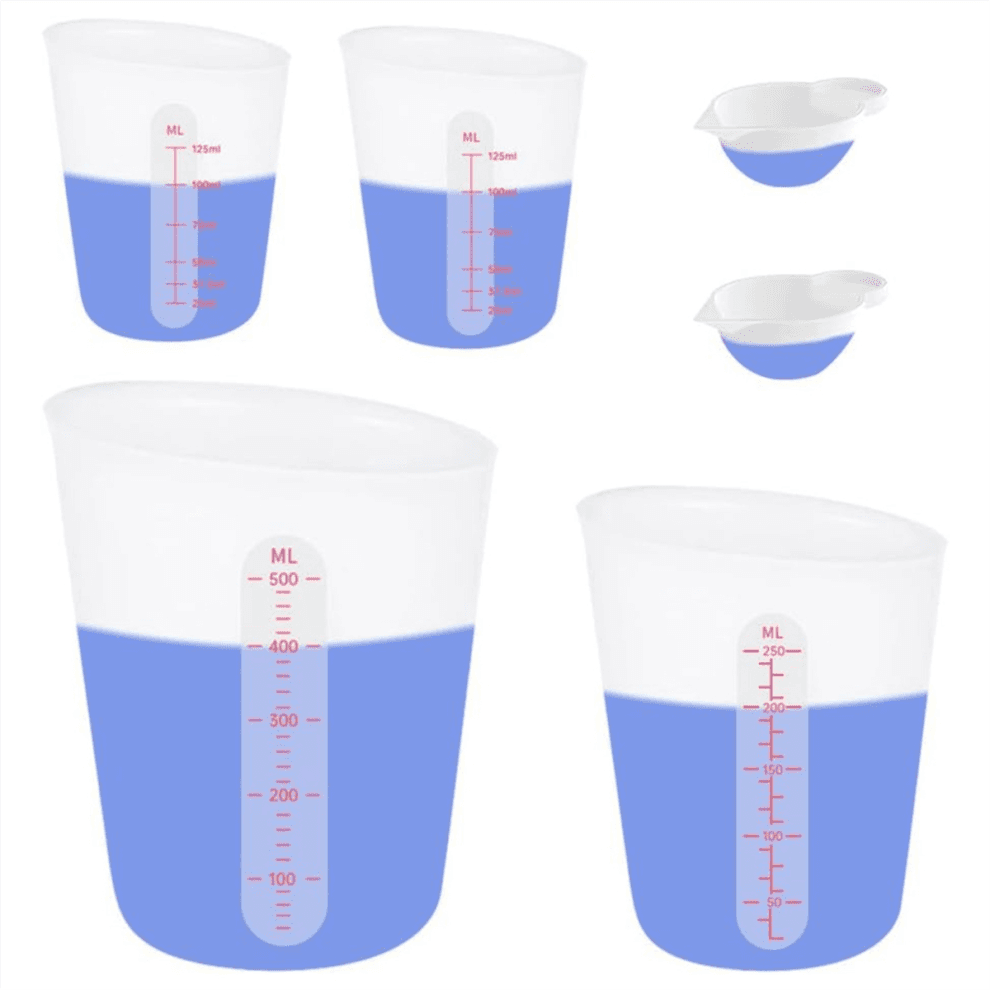 Ensemble de 6 tasses en silicone, 500 ml, 250 ml et 125 ml