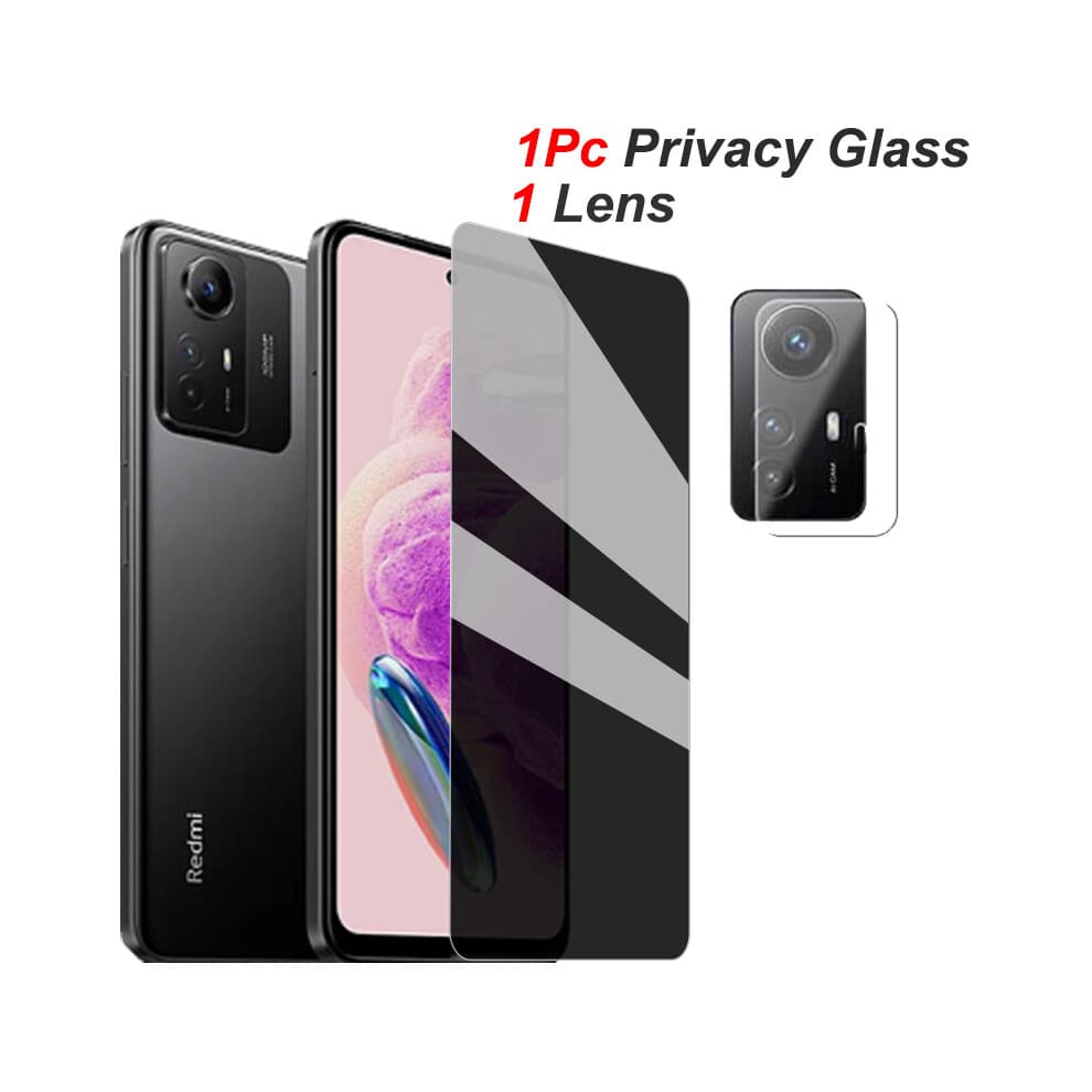 (Verre de confidentialité Redmi Note 12 5G1 1 lentille) Verre anti-espion Redmi Note 12s Écran Xiaomi Redmi Note
