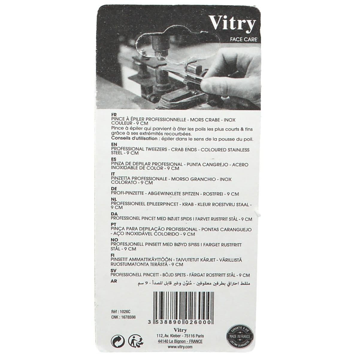 Vitry Pince à épiler professionelle 9 cm 1 pc(s) Pinces À Épiler view 2