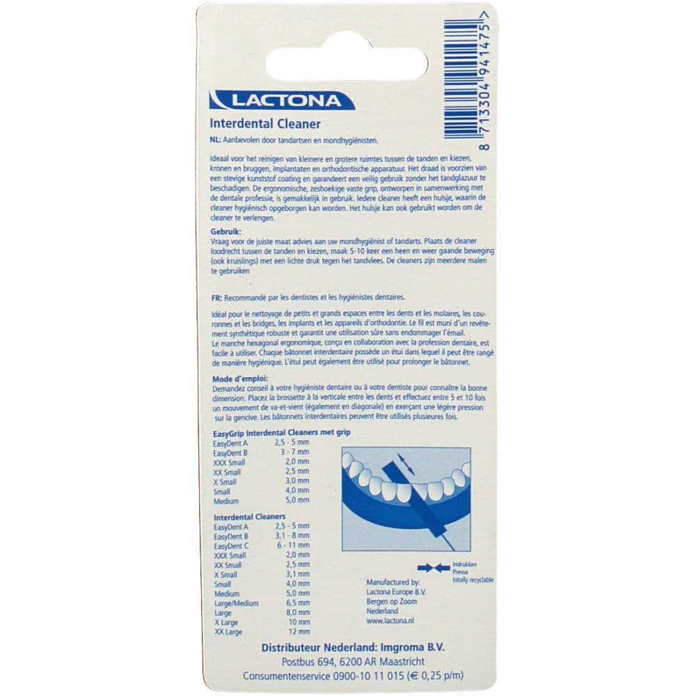 Lactona Easy Grip Brossettes interdentaires 2.0 mm XXXS 7 pc(s) Brosse(S) À Dents view 2