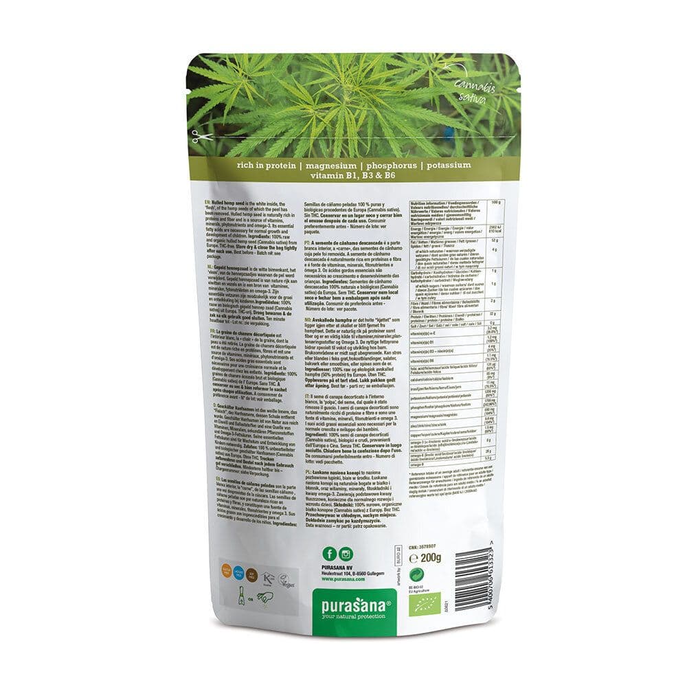 Purasana® Graines de chanvre décortiquées 200 g Poudre view 2