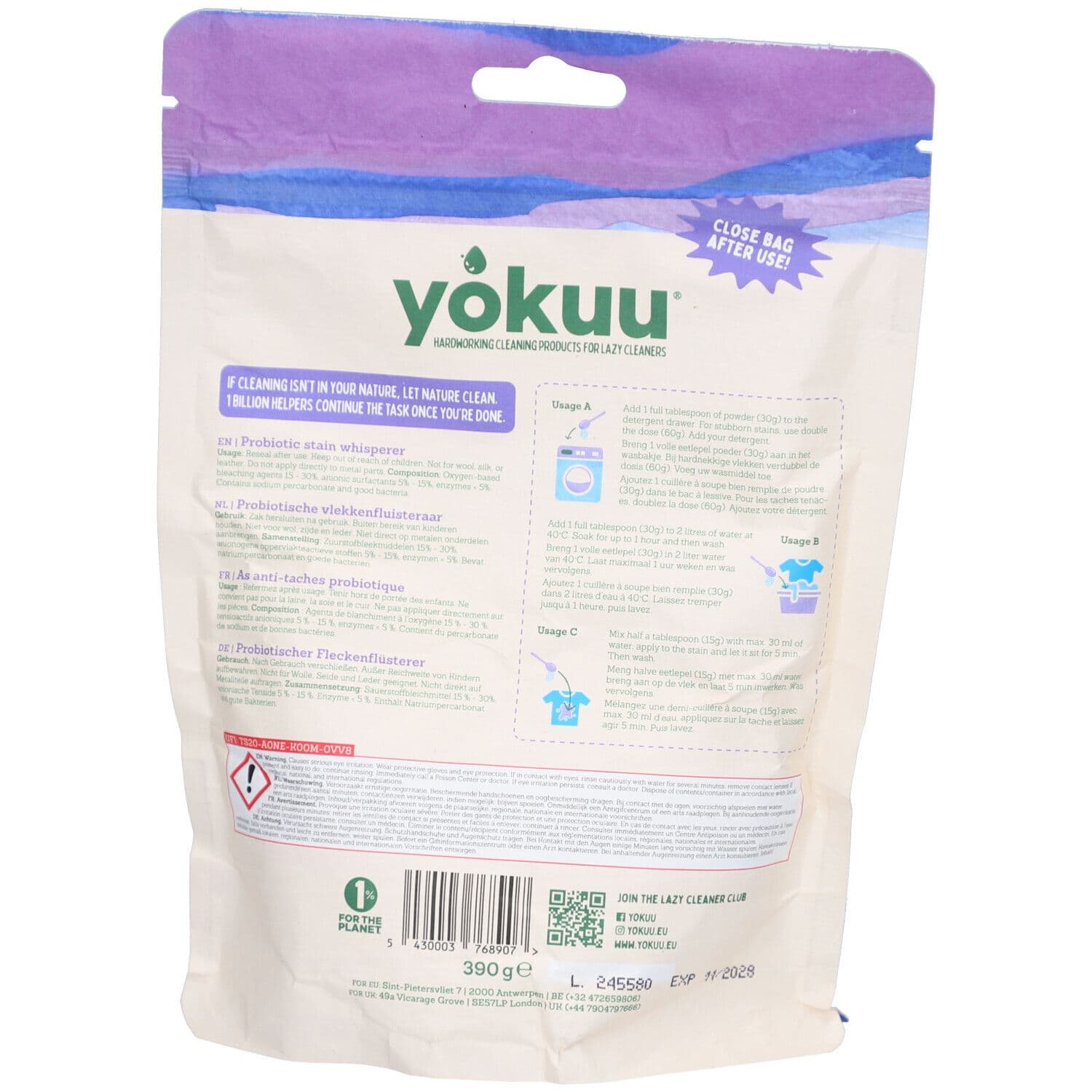 Yokuu Détachant Probiotique 4-en-1 Couleurs 390 g Produit(S) Nettoyant(S) view 2