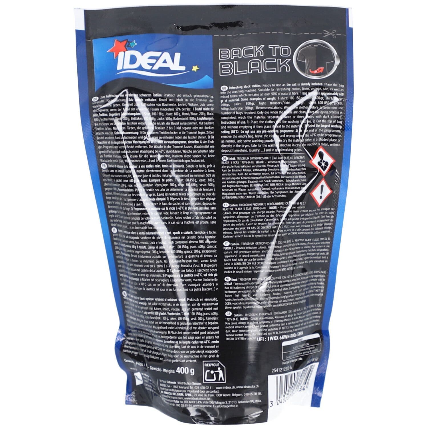IDEAL Teinture Textile 100% Noir 400 g Poudre view 2