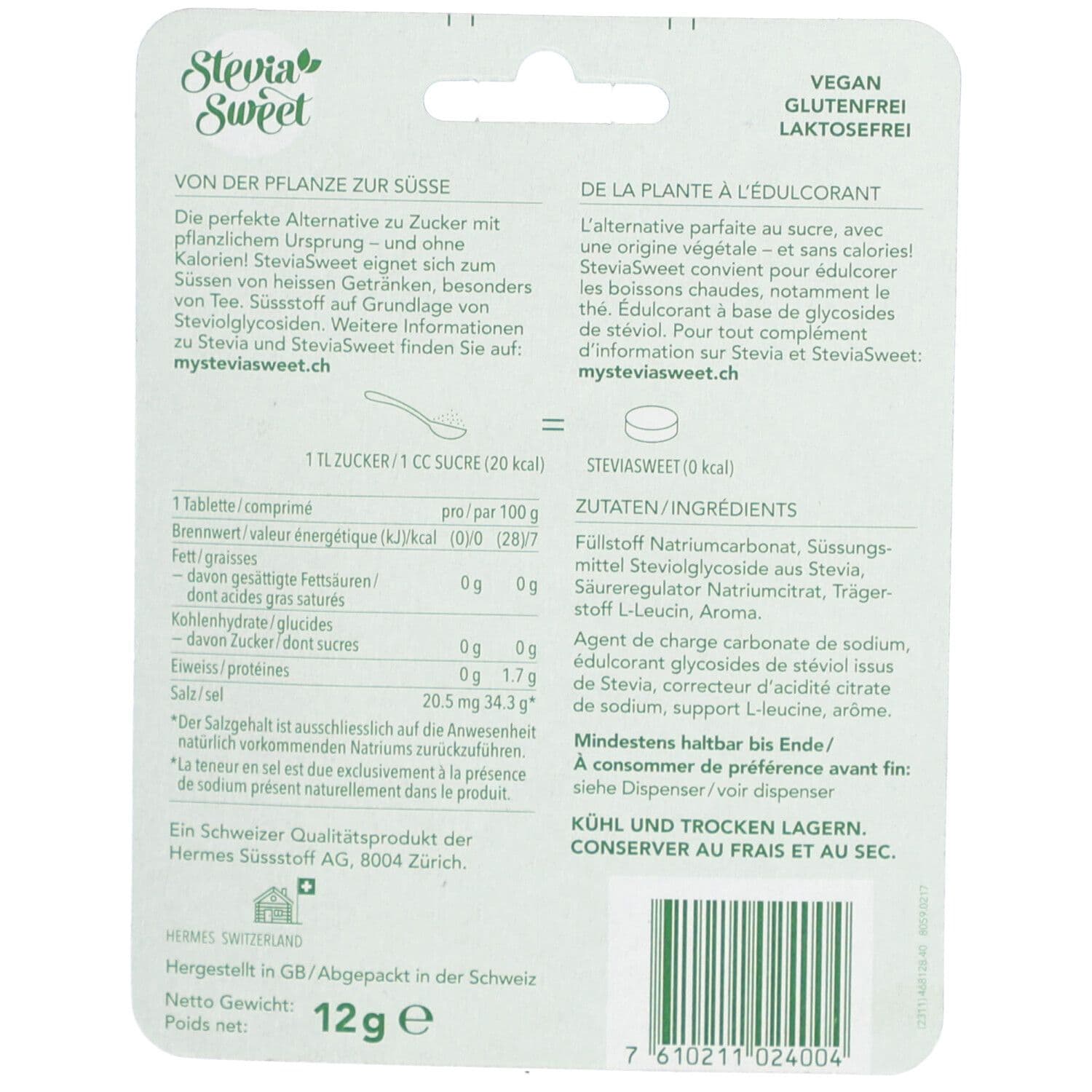 SteviaSweet édulcorant végétal sans calories en comprimés 200 pc(s) Comprimé(S) view 2
