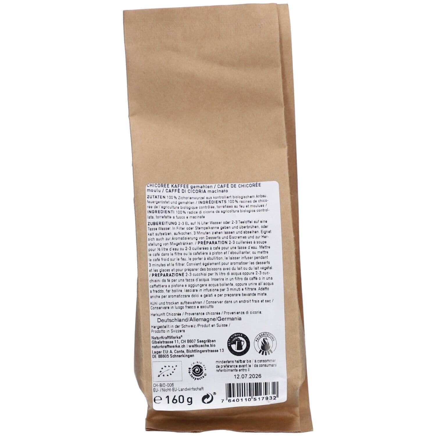 NATURKRAFTWERKE Café de chicorée Bio 160 g Poudre view 2