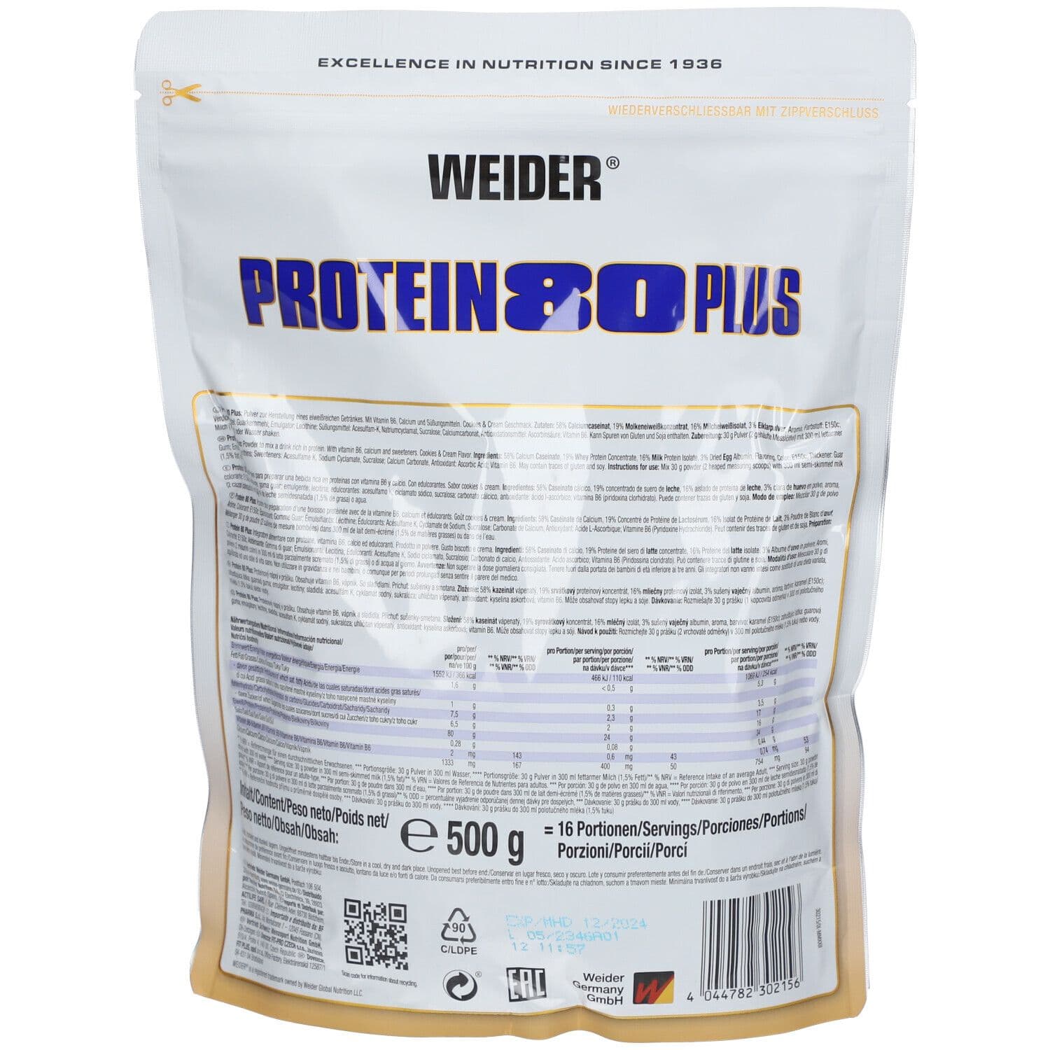 WEIDER® Protein 80 Plus Cookies-Crème 500 g Poudre view 2