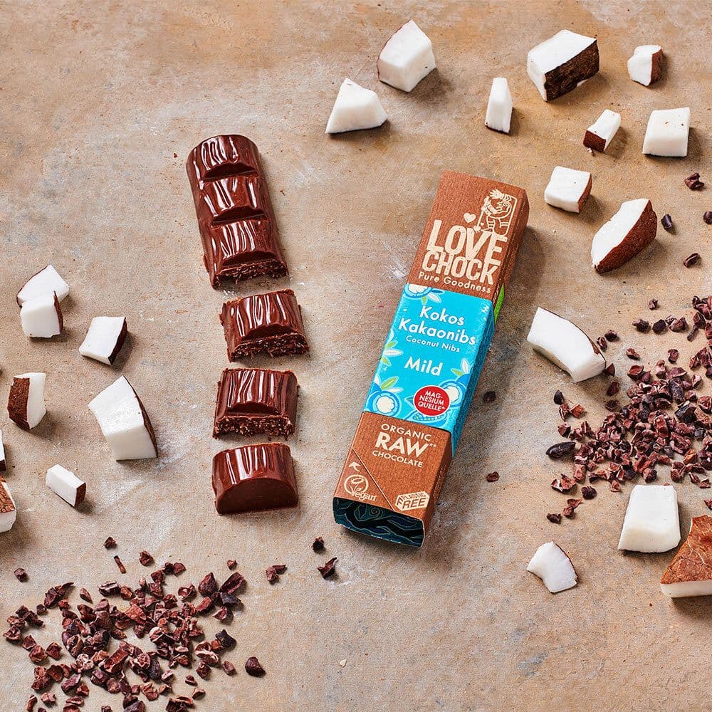 Lovechock Bio Noix de coco Éclats Barre 2x40 g Chocolat view 2